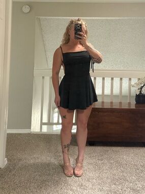 Black open back romper